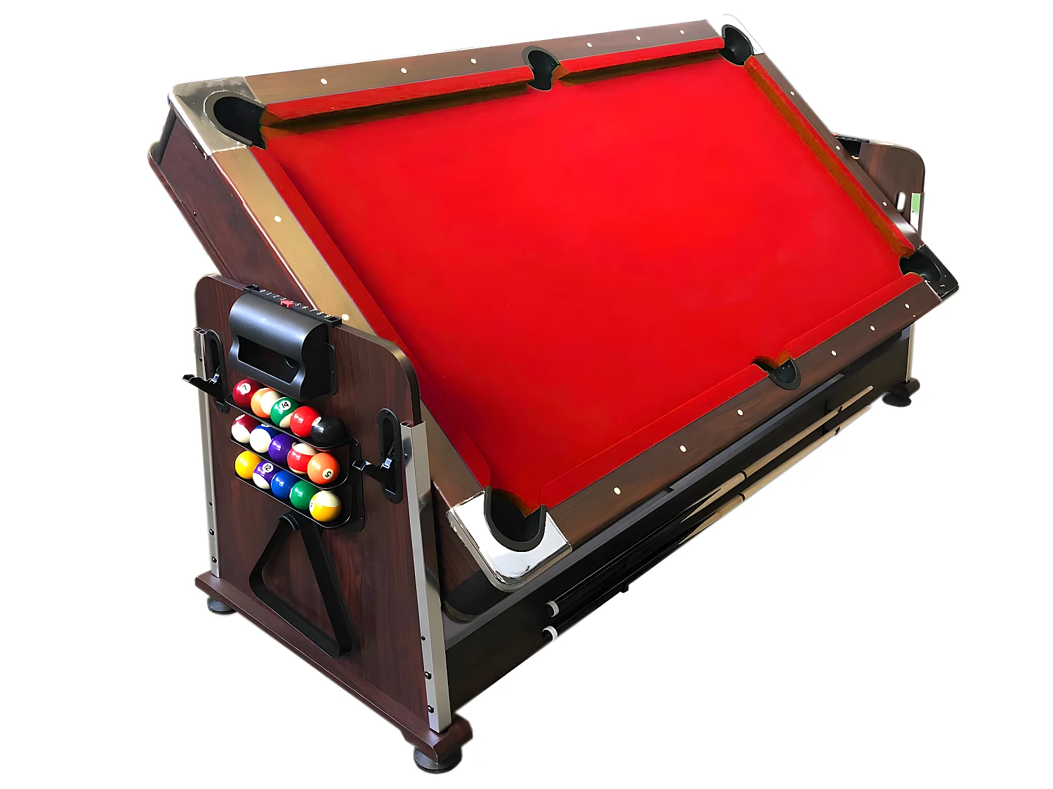 Mesa de Billar 7 pies Multijuego Rojo Air Hockey + Ping Pong – Stark