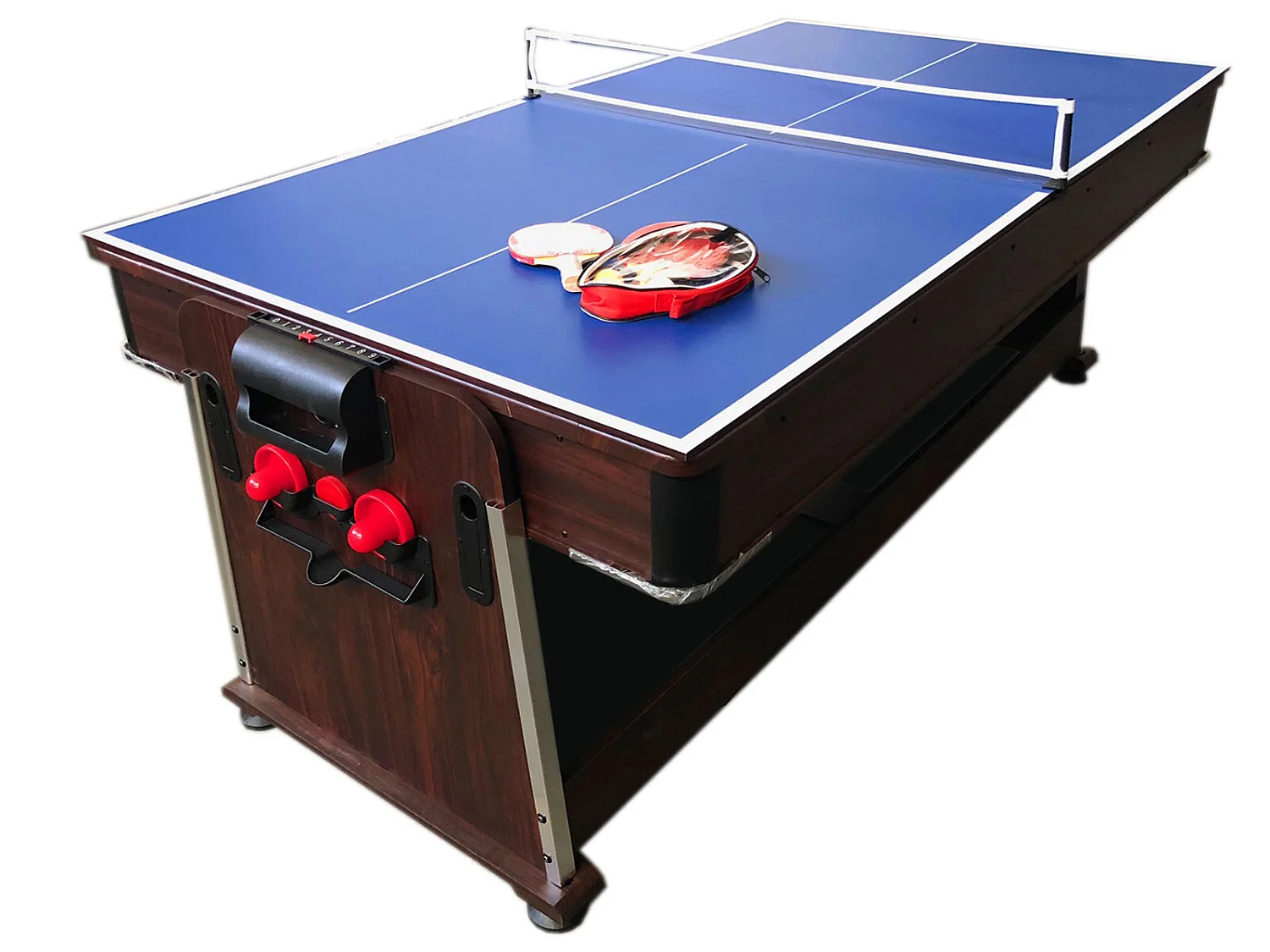 Mesa de Billar 7 pies Multijuego Rojo Air Hockey + Ping Pong – Stark