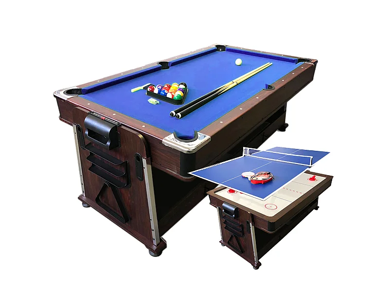 7-Fuß-Billardtisch Blauer Multi-Game Airhockey + Tischtennis – Stark