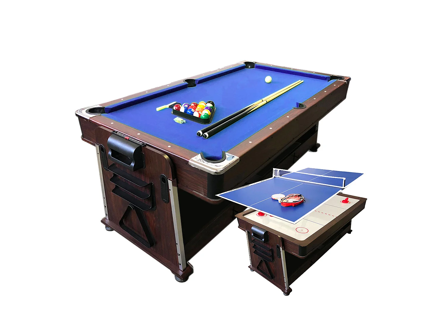 7-Fuß-Billardtisch Blauer Multi-Game Airhockey + Tischtennis – Stark