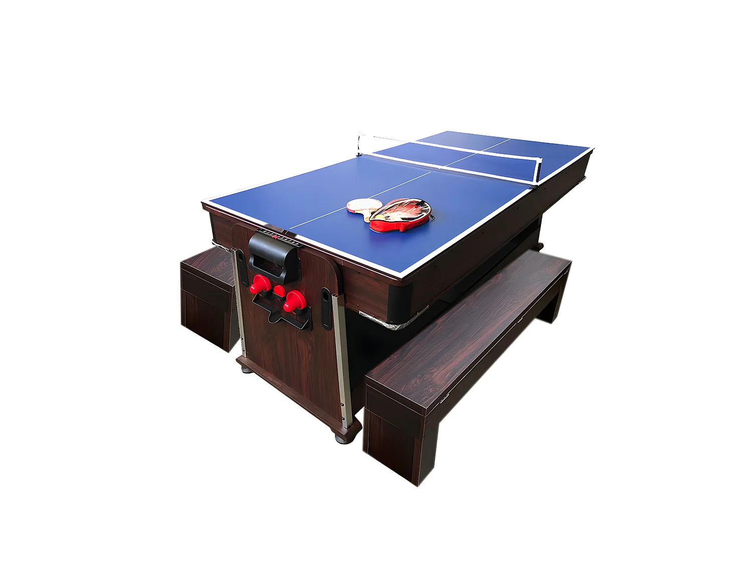 Tavolo da biliardo 7 piedi blu Multi-gioco Air Hockey +Ping pong – Stark con panche