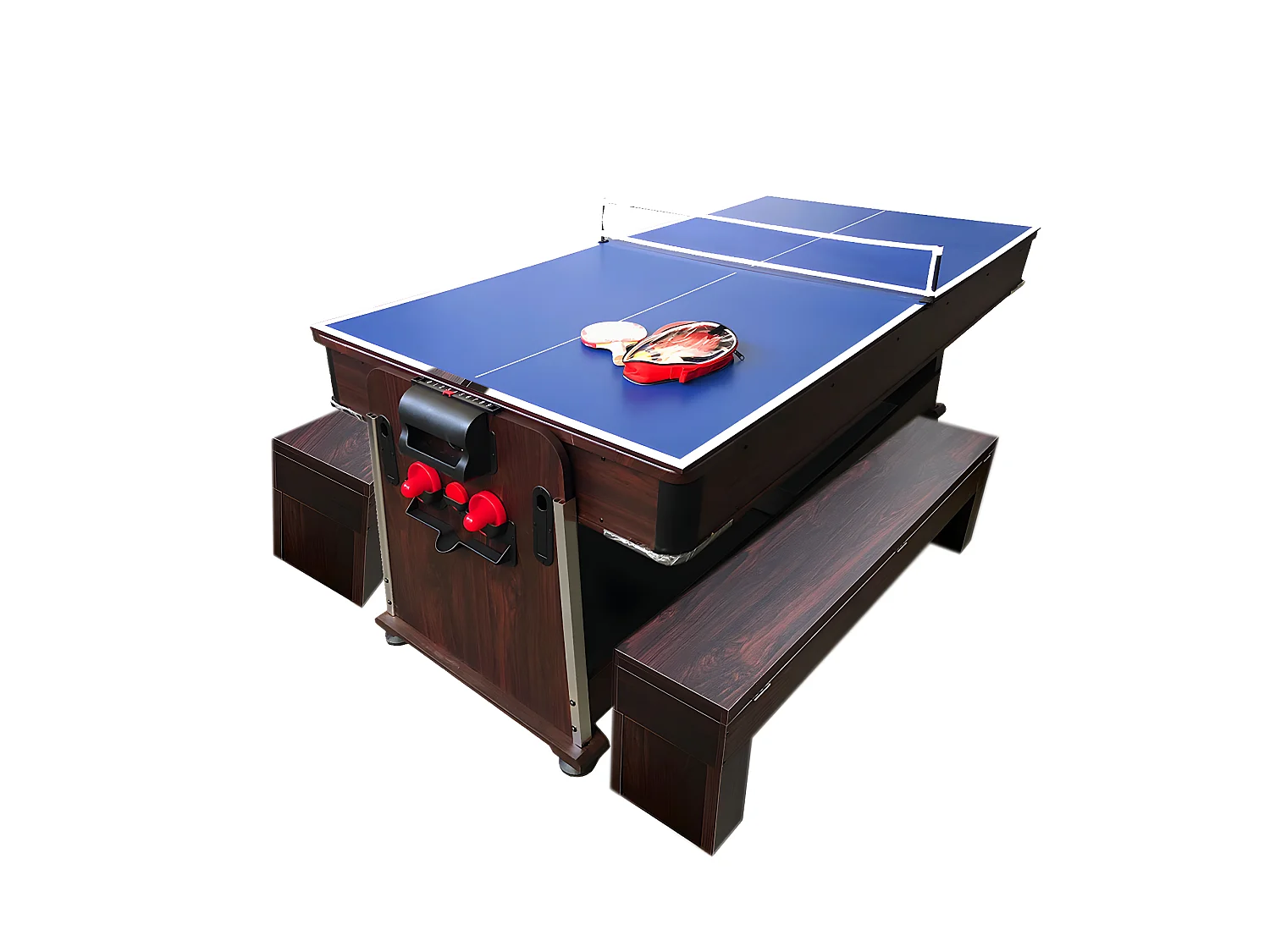 Table de Billard 7 pieds Multi-jeux bleu Air Hockey + Table de Tennis – Stark avec Bancs