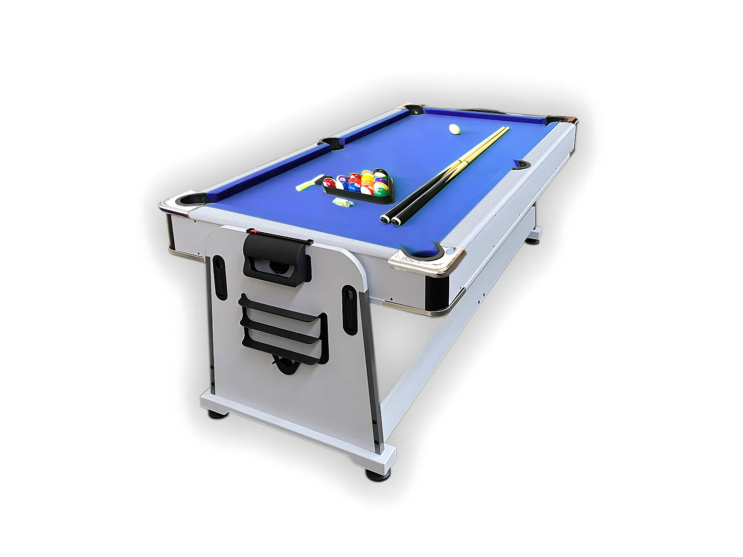 7-Fuß-Billardtisch Blauer Multi-Game Airhockey + Tischtennis – Stark White