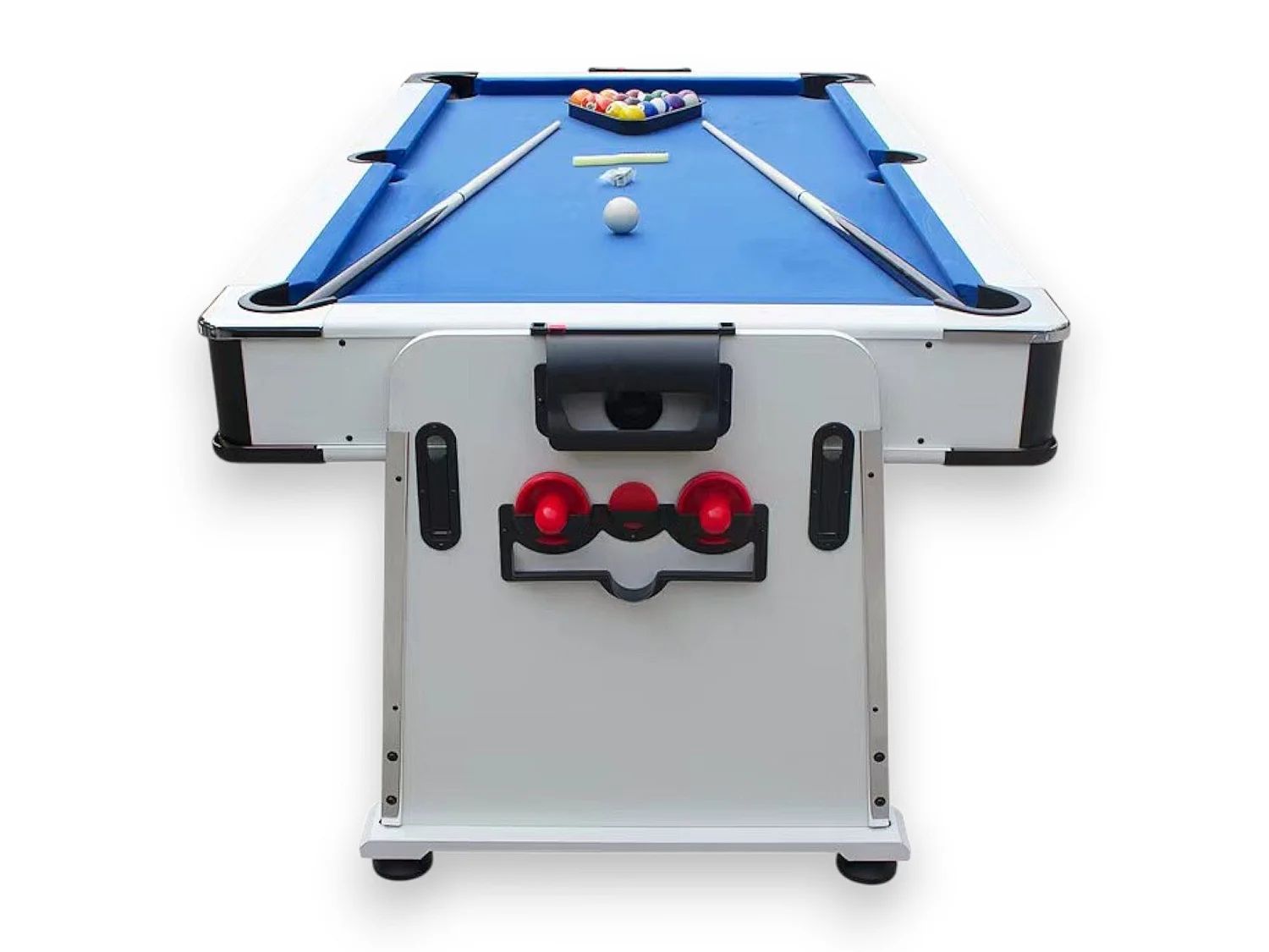 7 ft Blue Multi-Game Pool Table with Air Hockey, Table Tennis and Dining Top – Stark White