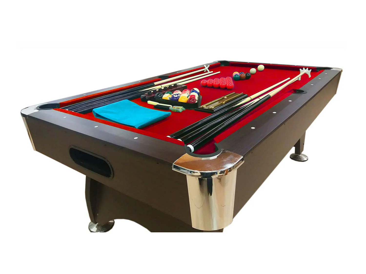 Mesa de Billar de 7 pies completo con accesorios – Iron Red