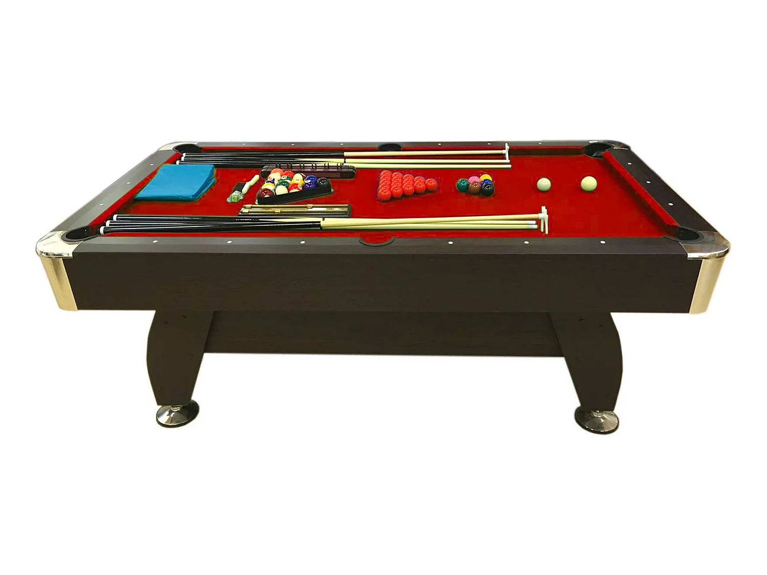 Mesa de Billar de 7 pies completo con accesorios – Iron Red