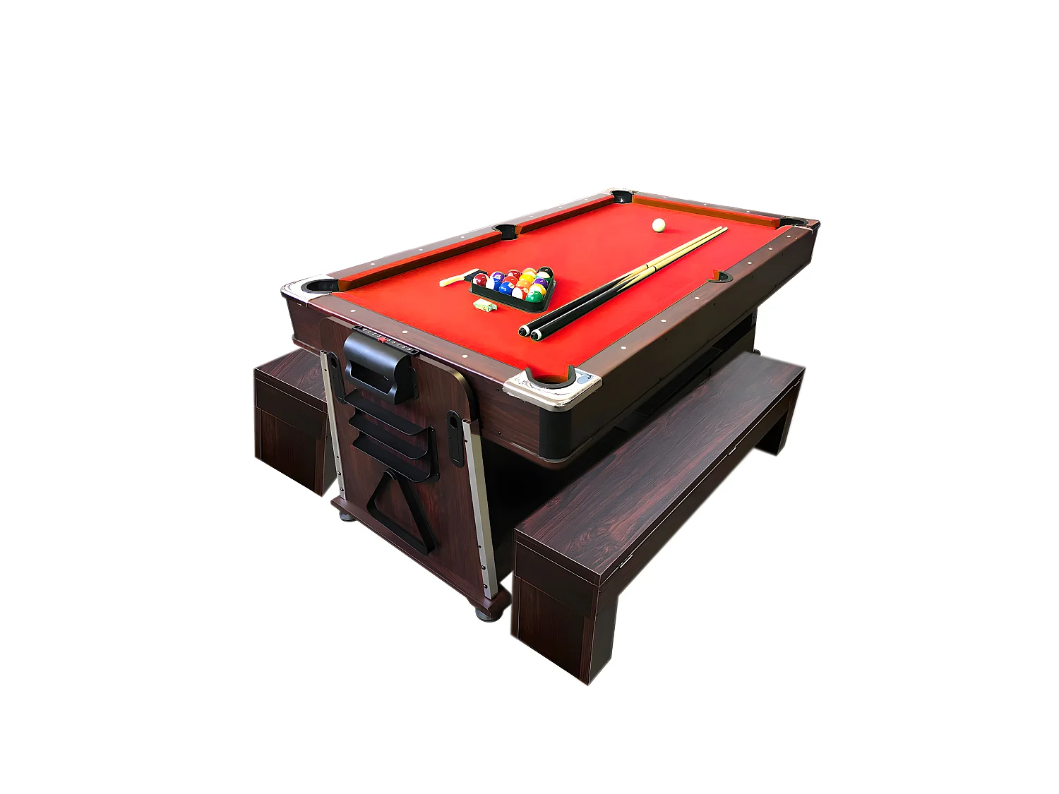 Biljarttafel 7 voet Multi-game rode Air Hockey + Tennistafel – Stark met banken