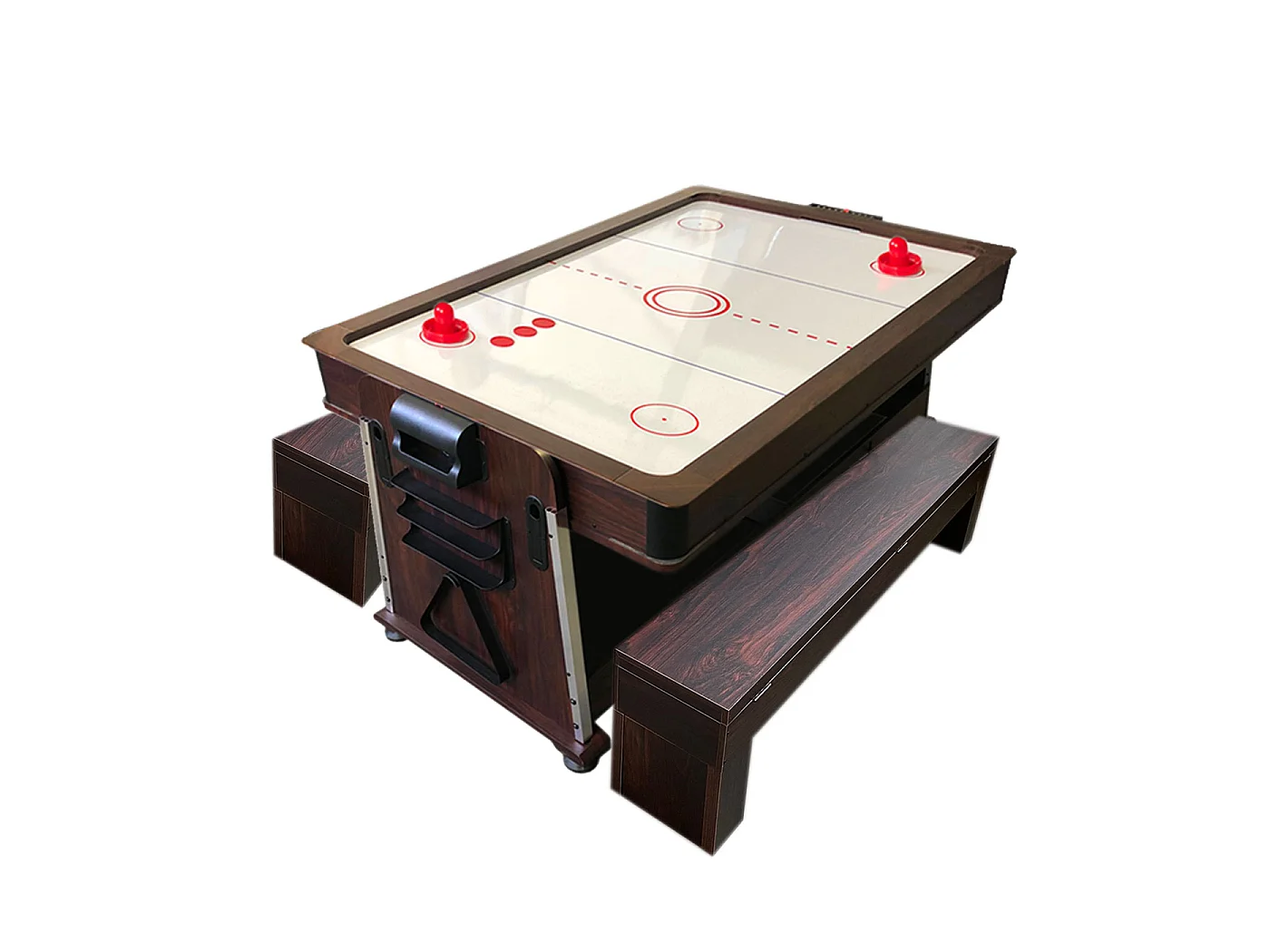 Table de Billard 7 pieds Multi-jeux rouge Air Hockey + Table de Tennis – Stark avec Bancs
