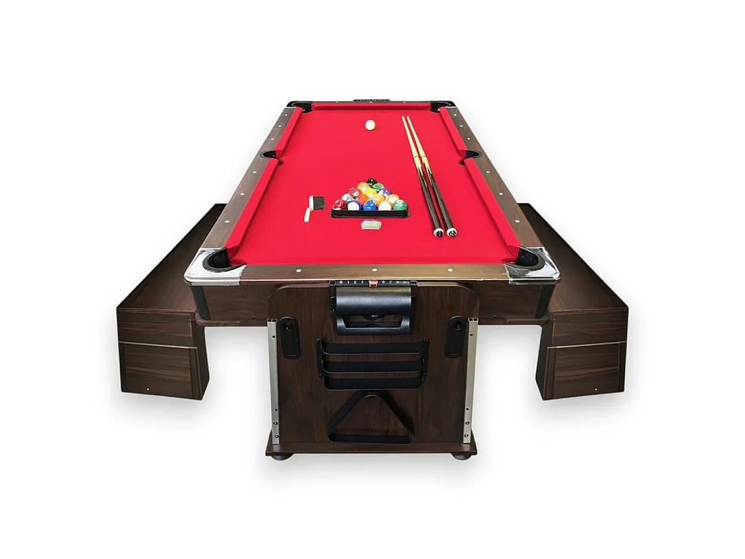 Table de Billard 7 pieds Multi-jeux rouge Air Hockey, Table de Tennis, Table – Stark avec Bancs