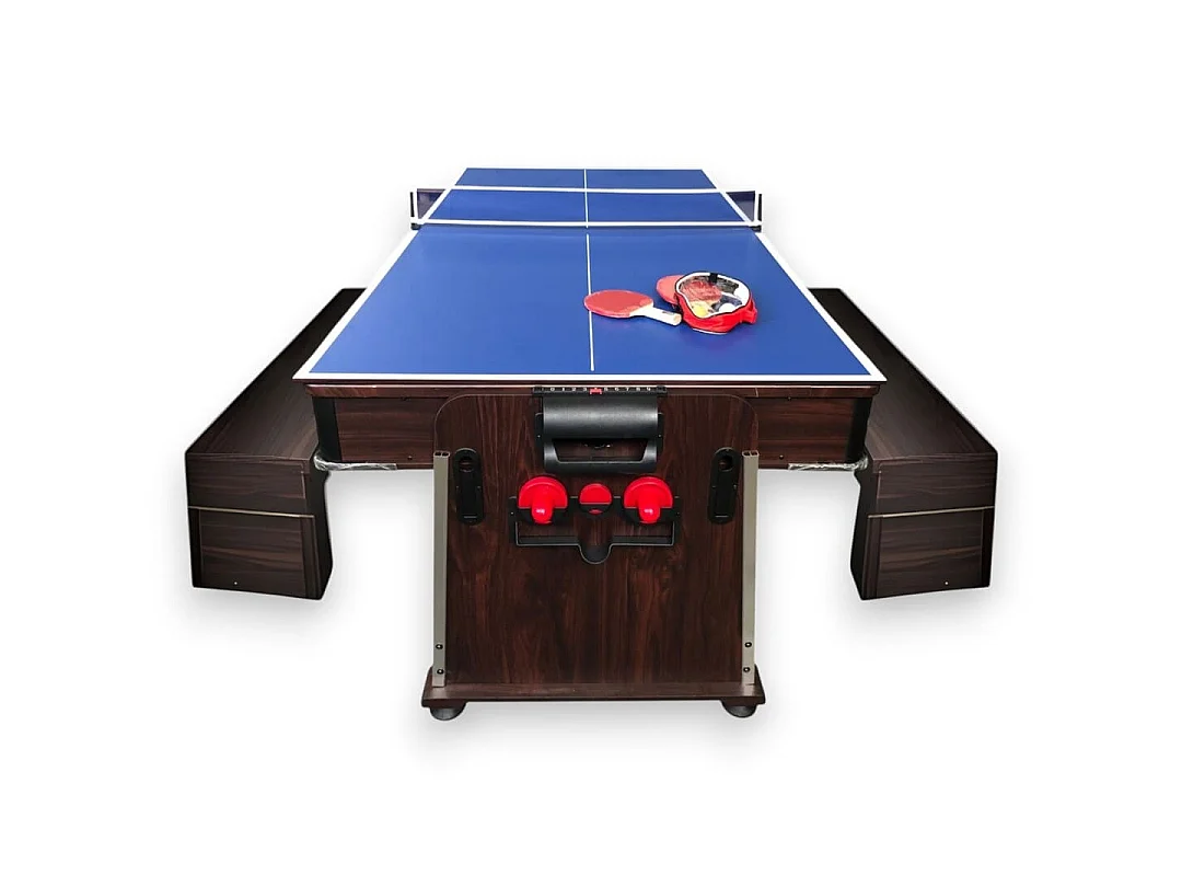 Table de Billard 7 pieds Multi-jeux rouge Air Hockey, Table de Tennis, Table – Stark avec Bancs