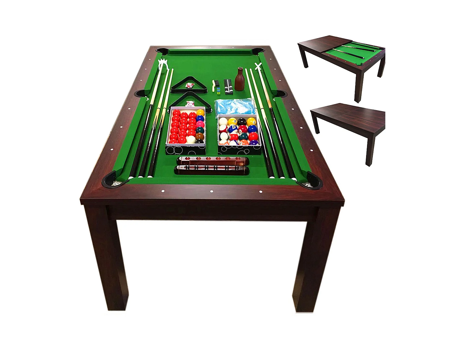 Table de Billard 7 pieds vert convertible en table – Atremis