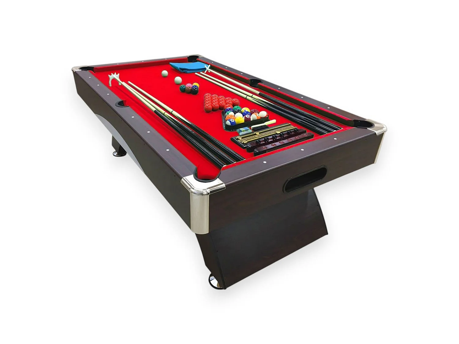Modern 8 ft Red Pool Table with Storage Benches – Thanos