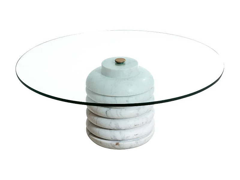 Table basse ronde en marbre et verre Lara