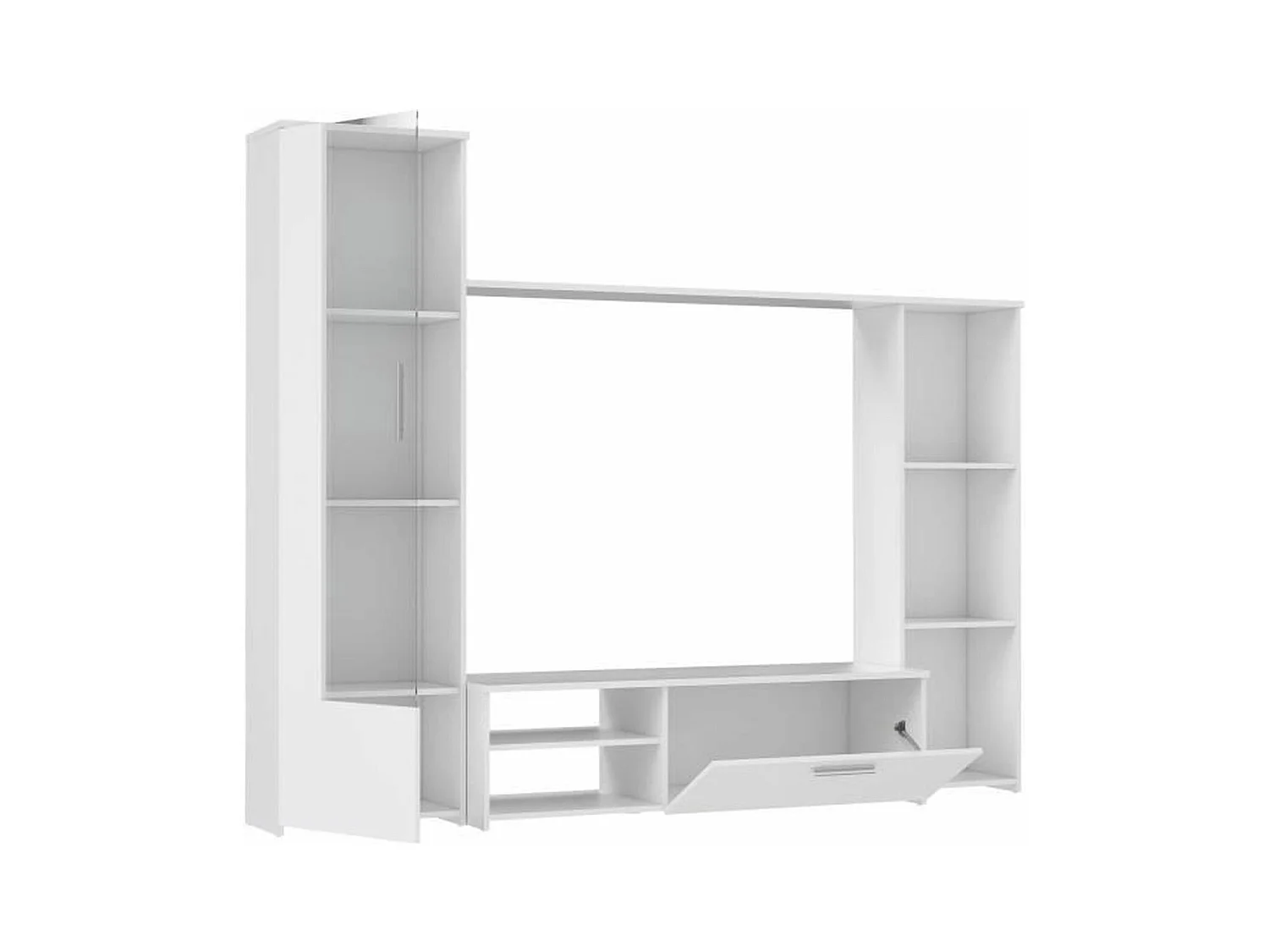 PILVI Meuble TV - Blanc mat - L 220,4 x P41,3 x H177,5 cm