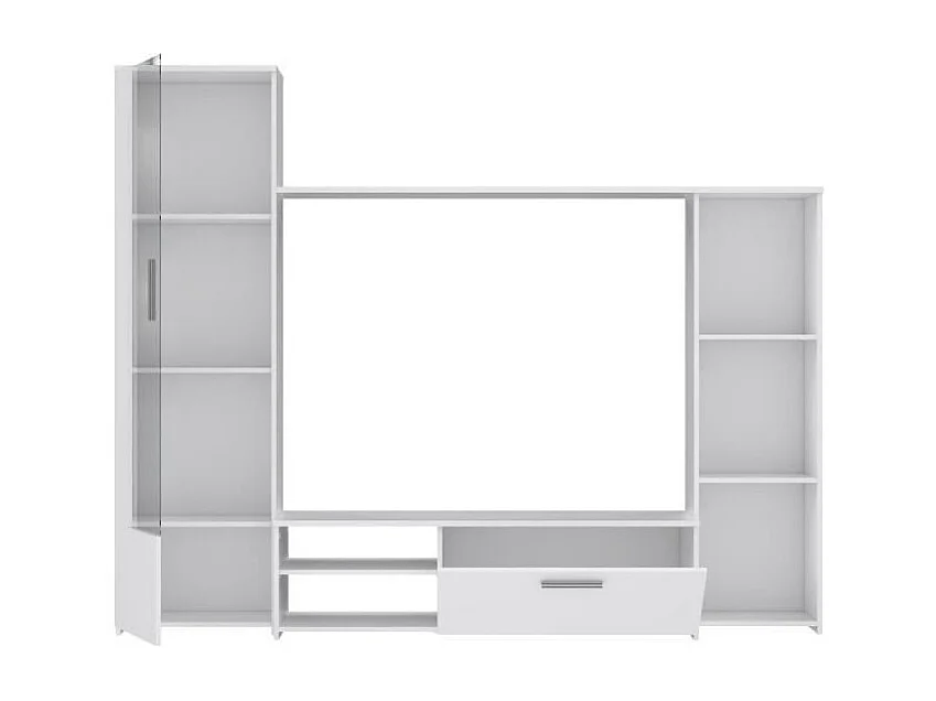 PILVI Meuble TV - Blanc mat - L 220,4 x P41,3 x H177,5 cm
