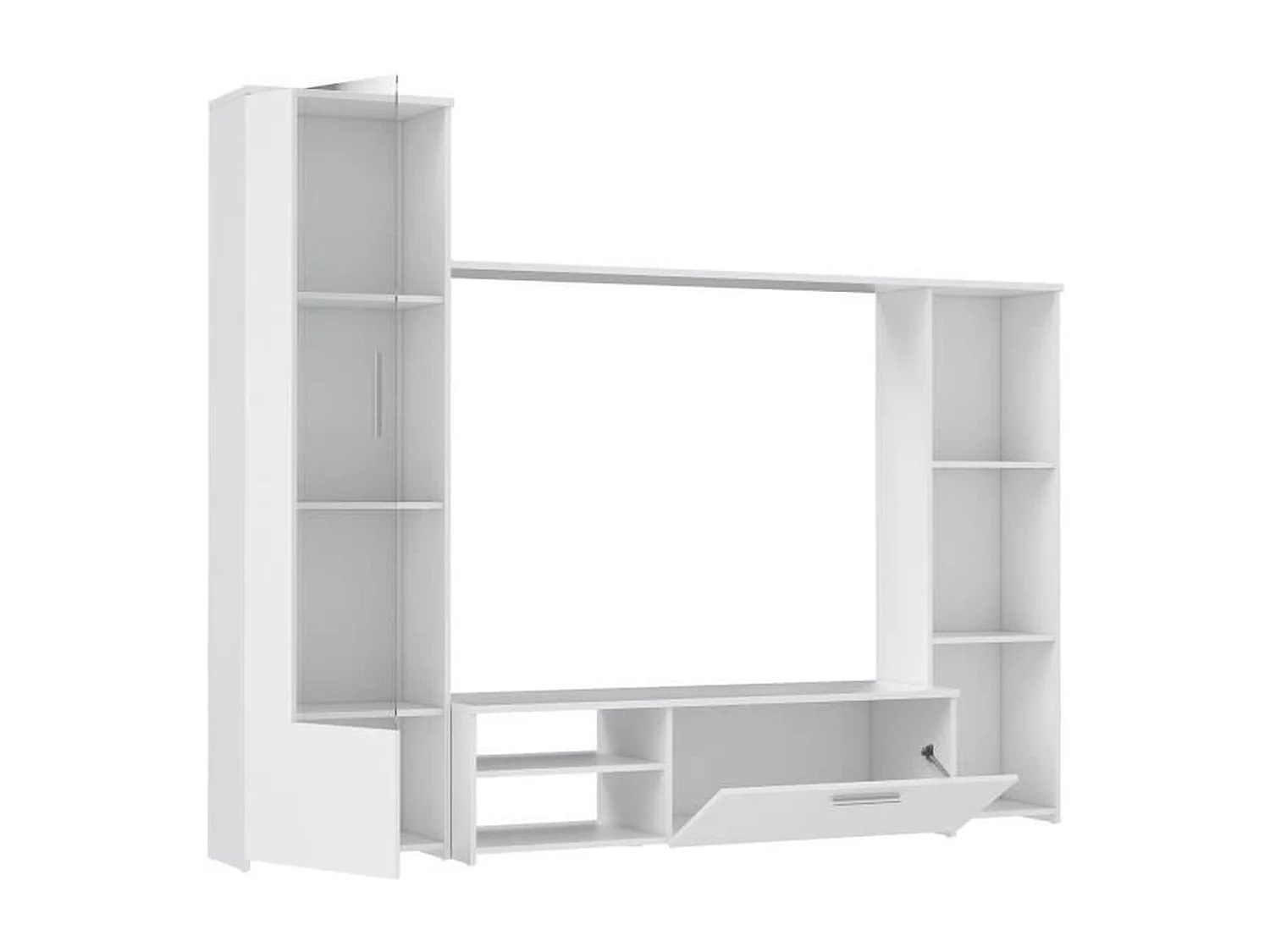PILVI Meuble TV - Blanc mat - L 220,4 x P41,3 x H177,5 cm