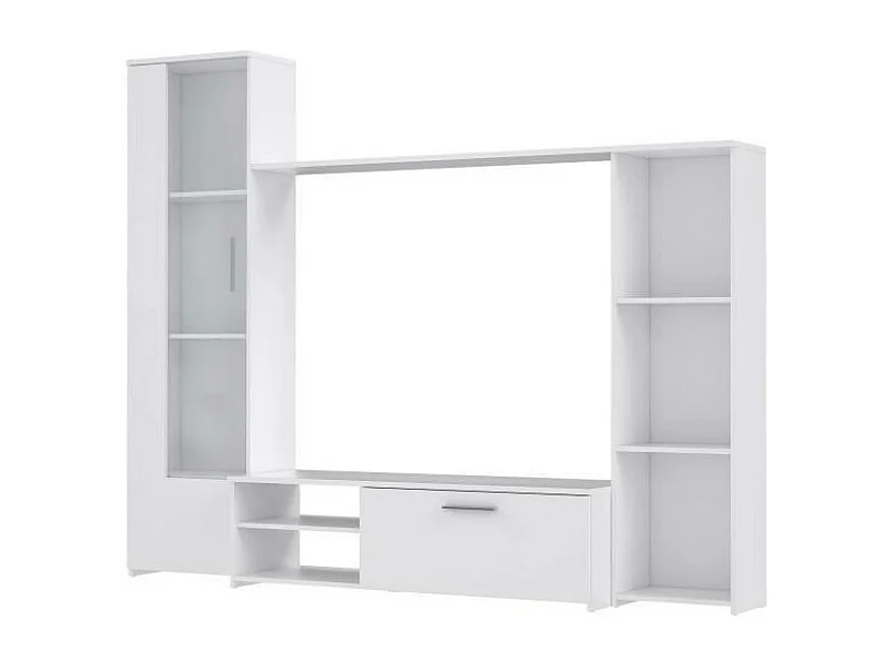 PILVI Meuble TV - Blanc mat - L 220,4 x P41,3 x H177,5 cm
