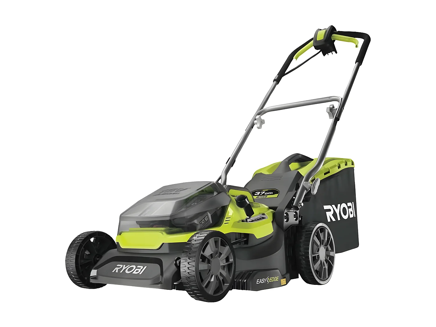 RYOBI Tondeuse Hybride - Ø 37 cm - 2 batteries LithiumPlus 36V 5,0 Ah - Noir et vert