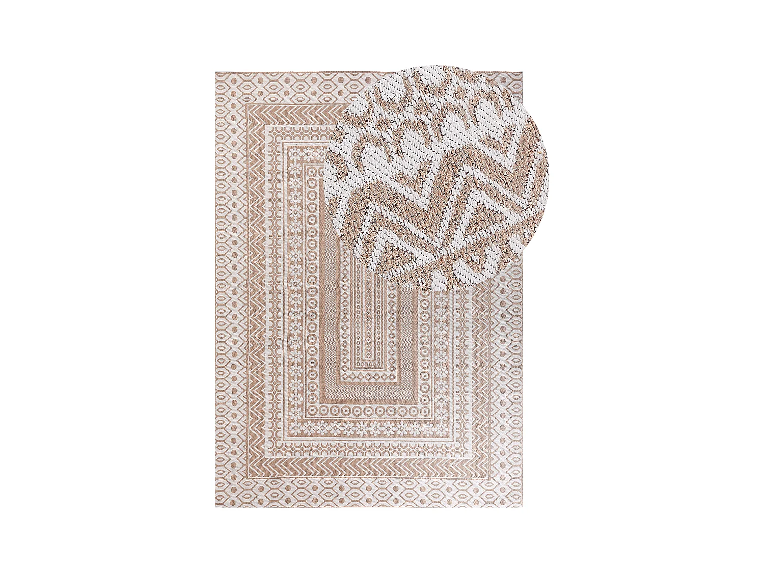 Teppich Jute beige / weiß 160 x 230 cm rechteckig geometrisches Muster Baglar