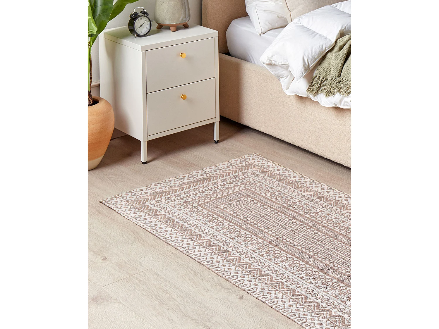 Teppich Jute beige / weiß 80 x 150 cm rechteckig geometrisches Muster Baglar