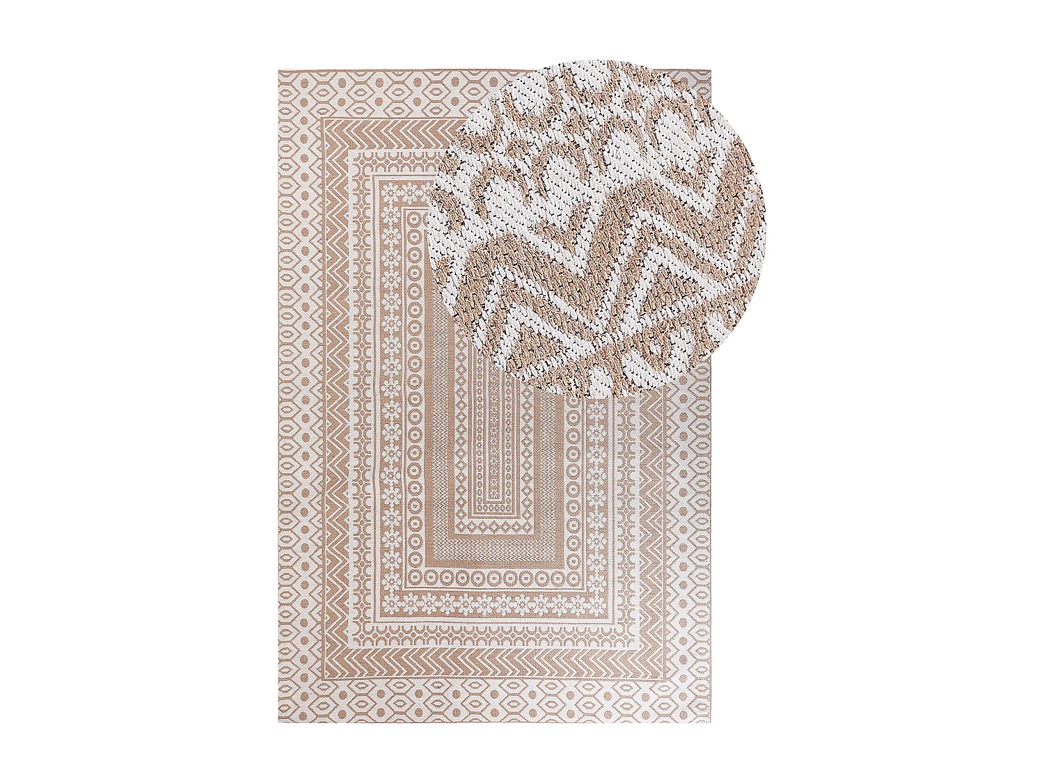 Teppich Jute beige / weiß 200 x 300 cm rechteckig geometrisches Muster Baglar