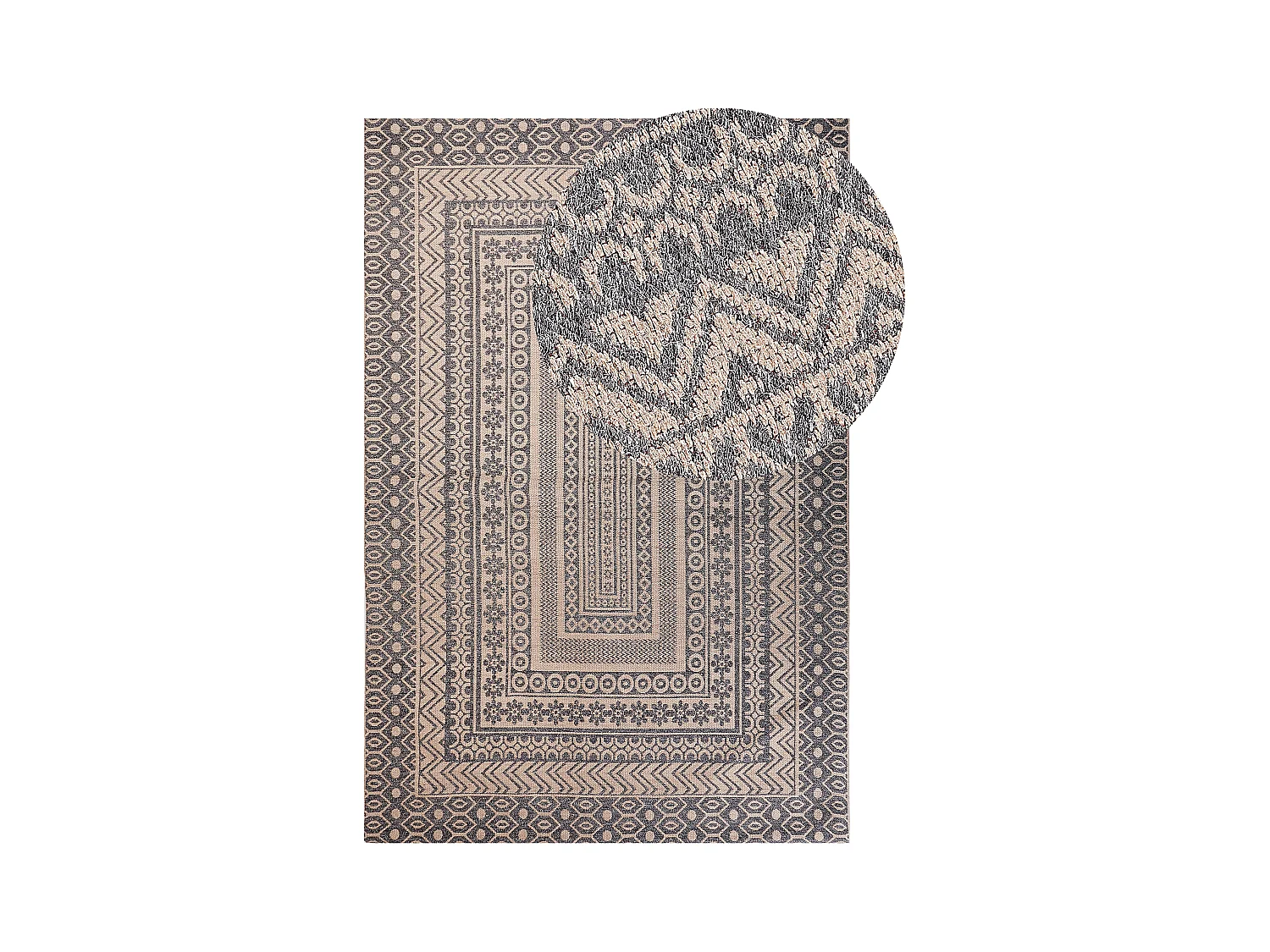 Teppich Jute beige / grau 200 x 300 cm rechteckig geometrisches Muster Baglar