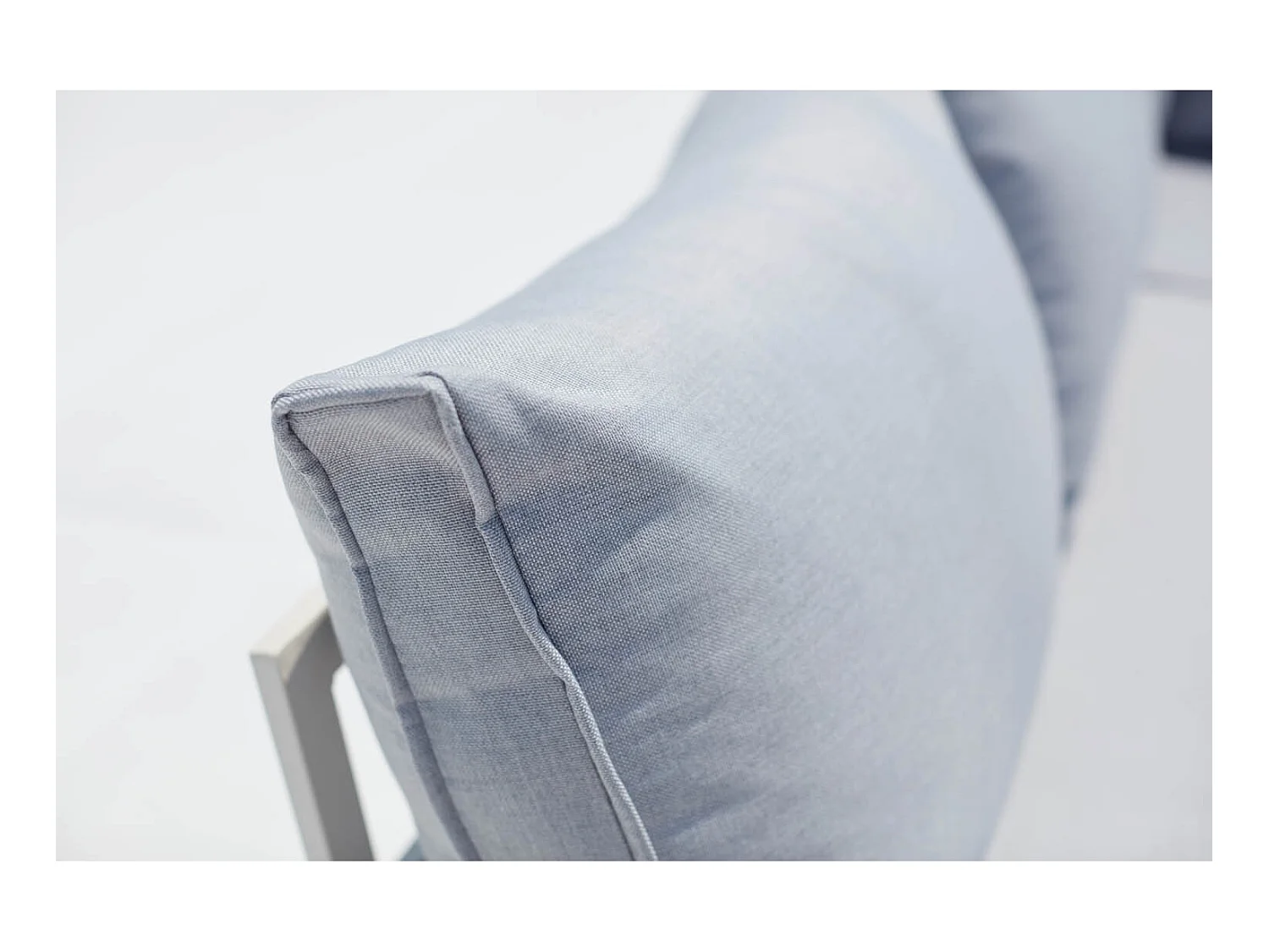 Loungeset van aluminium en wit & grijs staal LOLEA - Elegant design, afneembare kussens, 4 zitplaatsen, vierkante tafel