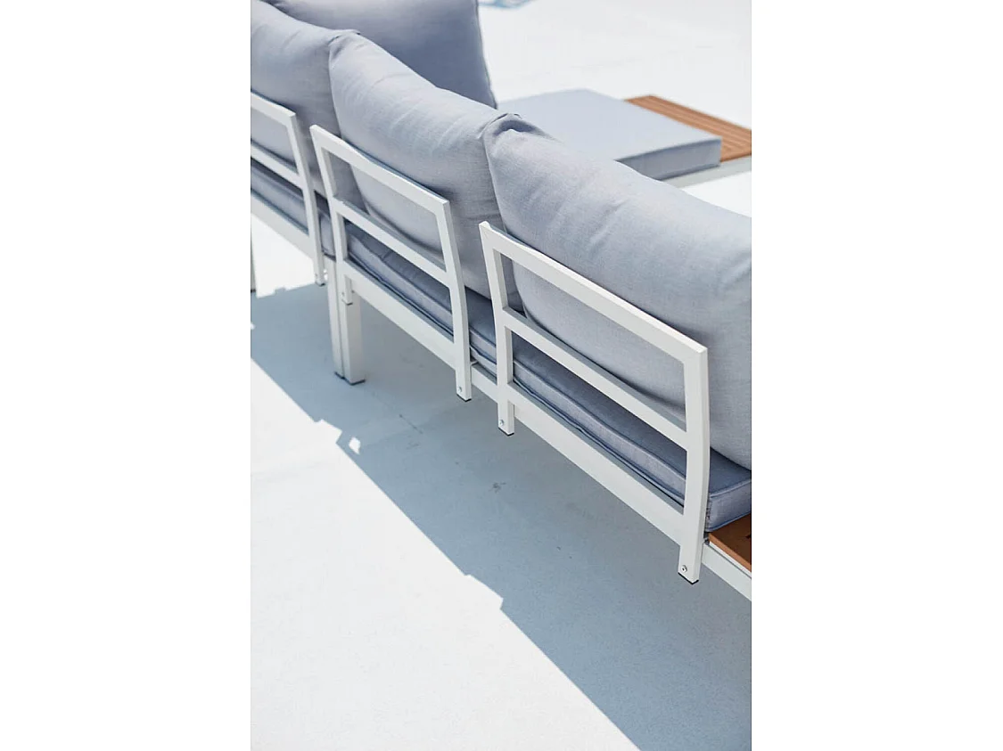 Salon de jardin 4 places en aluminium et acier blanc et gris LOLEA