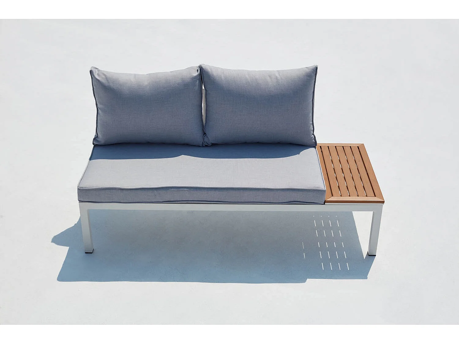 Salon de jardin 4 places en aluminium et acier blanc et gris LOLEA