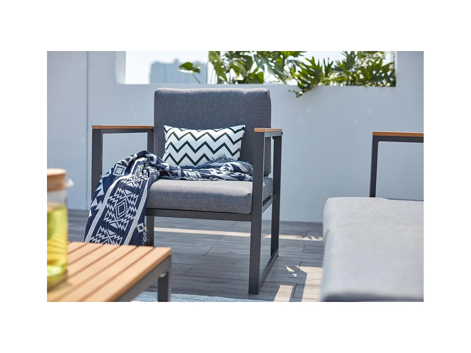 Garten Lounge Set 5-Sitzer aus Dunkelgrauem Aluminium Tahina