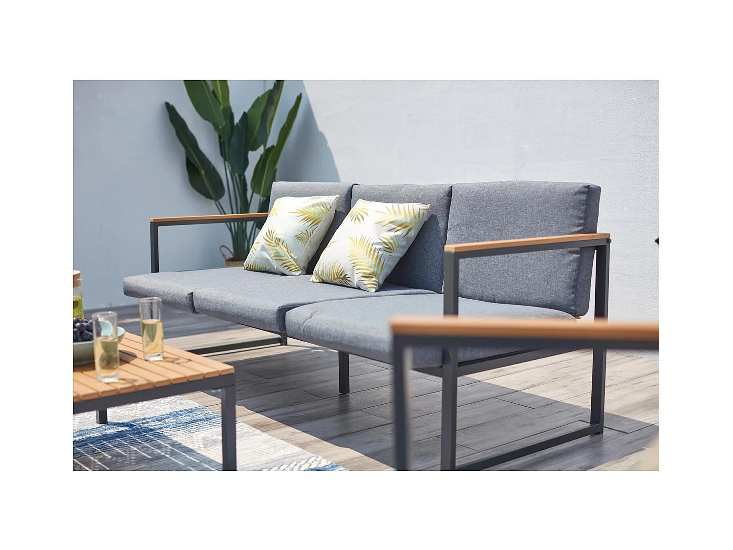 Garten Lounge Set 5-Sitzer aus Dunkelgrauem Aluminium Tahina