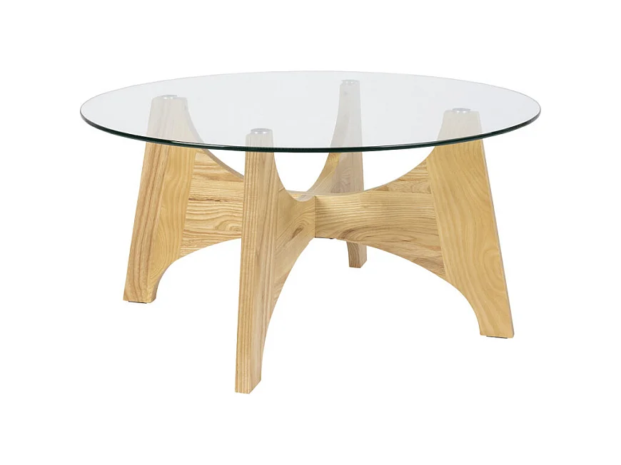 KOBE - Table basse en bois de frêne avec plateau en verre