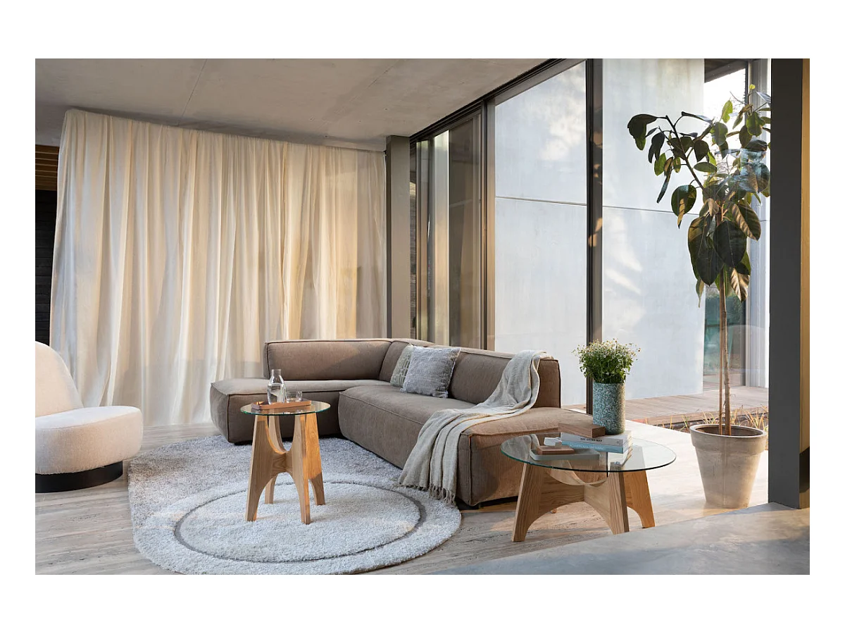 KOBE - Table basse en bois de frêne avec plateau en verre