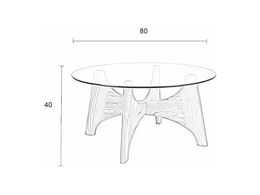 KOBE - Table basse en bois de frêne avec plateau en verre