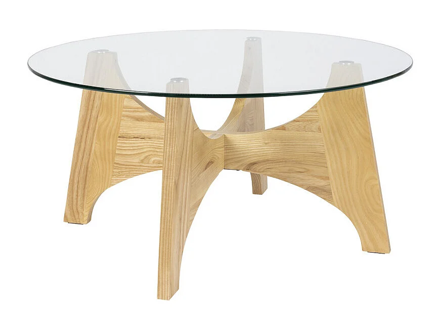 KOBE - Table basse en bois de frêne avec plateau en verre