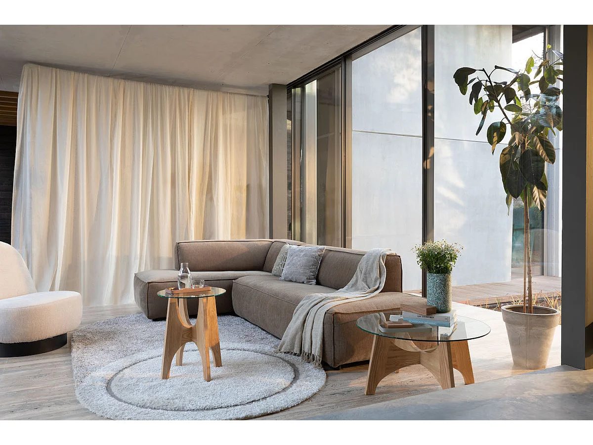 KOBE - Table basse en bois de frêne avec plateau en verre