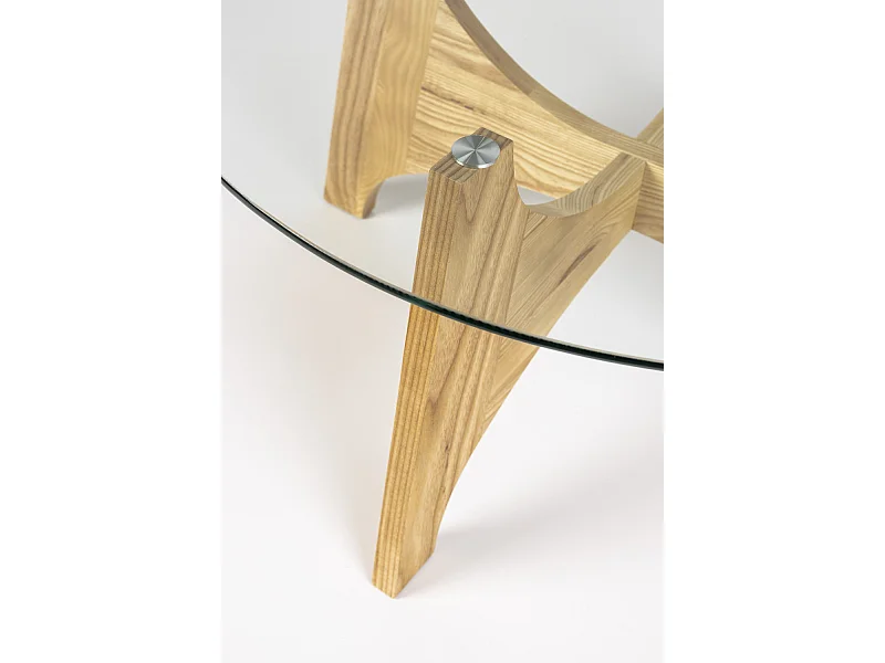 KOBE - Table basse en bois de frêne avec plateau en verre