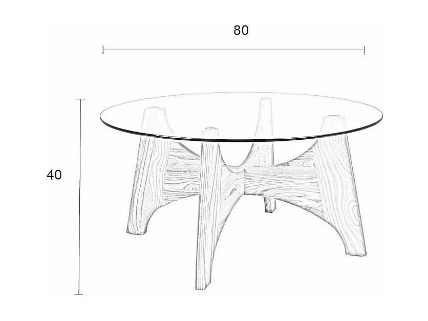 KOBE - Table basse en bois de frêne avec plateau en verre