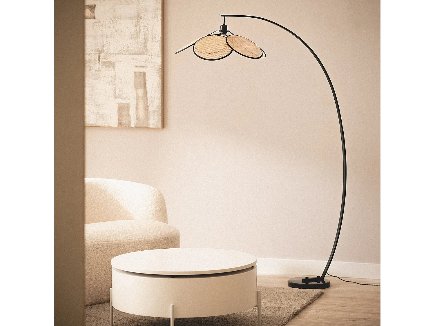 Lampadaire Rotin Arc Nirvana   Naturel