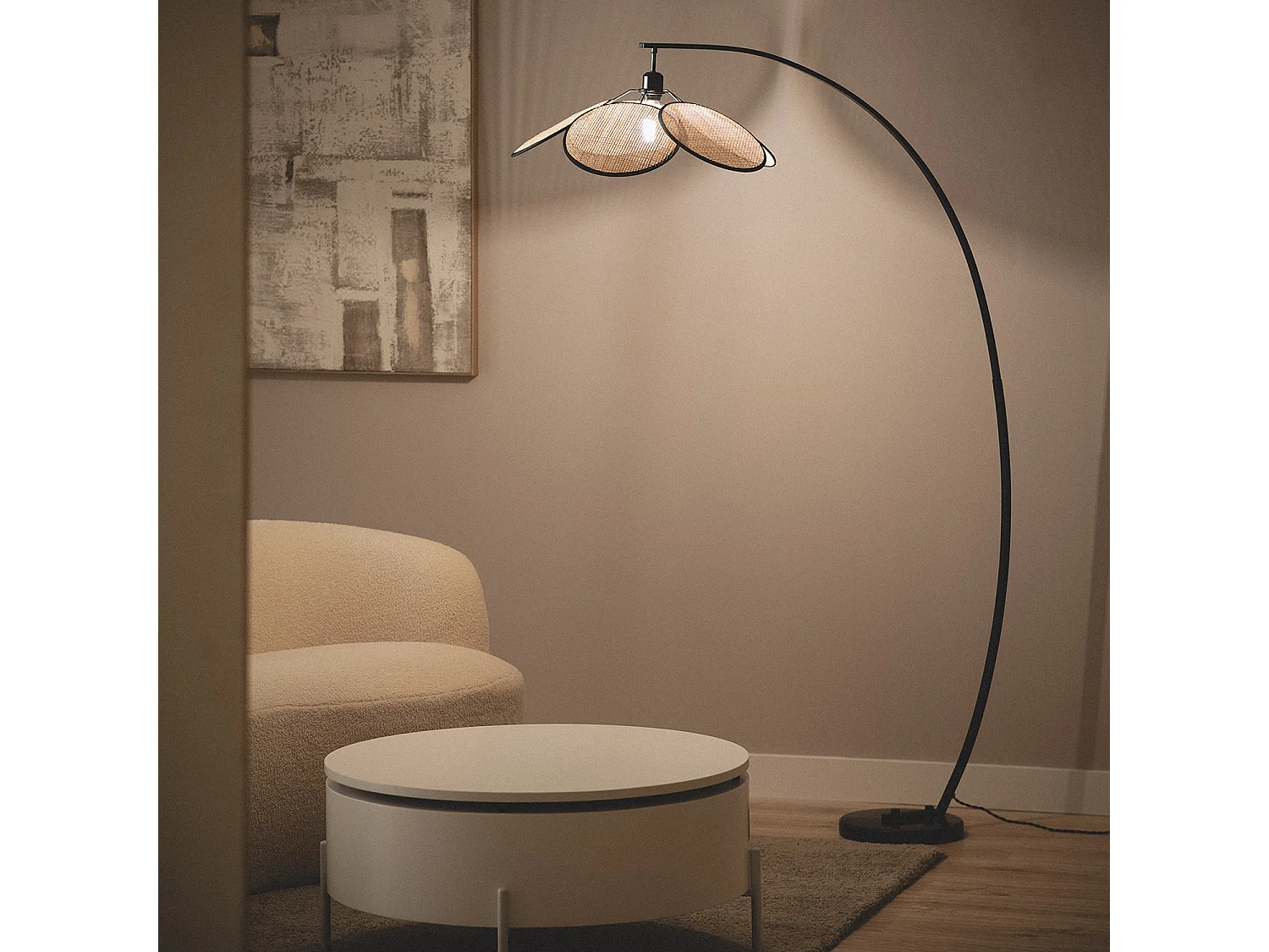 Lampadaire Rotin Arc Nirvana   Naturel