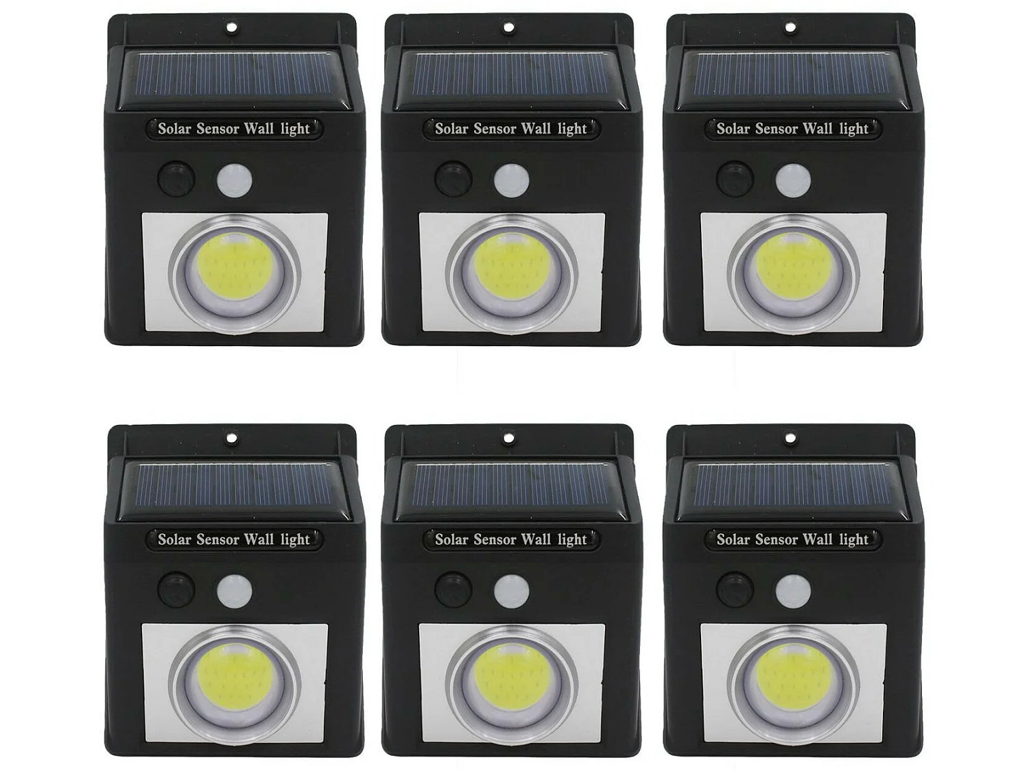 Pack 6 Apliques de Pared Solares LED con Sensor Crepuscular y Movimiento Negro 7500K 20000H 7hSevenOn