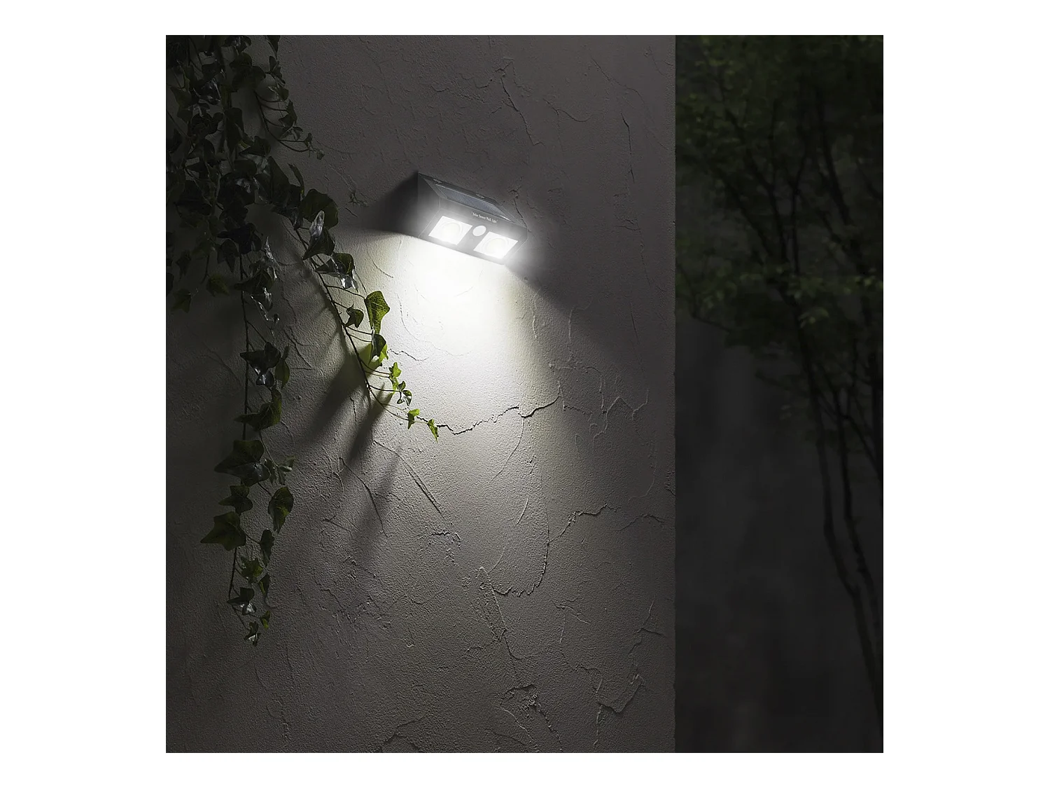 Applique solaire LED 2 lumières avec détecteur de crépuscularité et de mouvement Noir 7500K 20000H 7hSevenOn