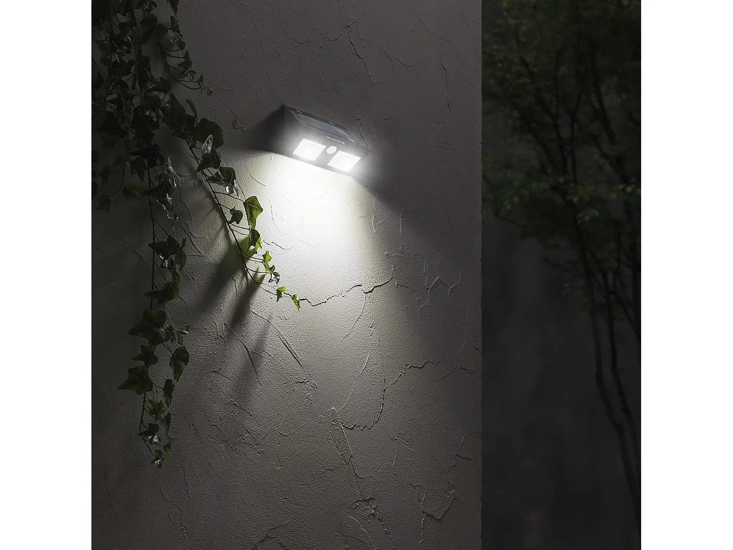 Applique solaire LED 2 lumières avec détecteur de crépuscularité et de mouvement Noir 7500K 20000H 7hSevenOn