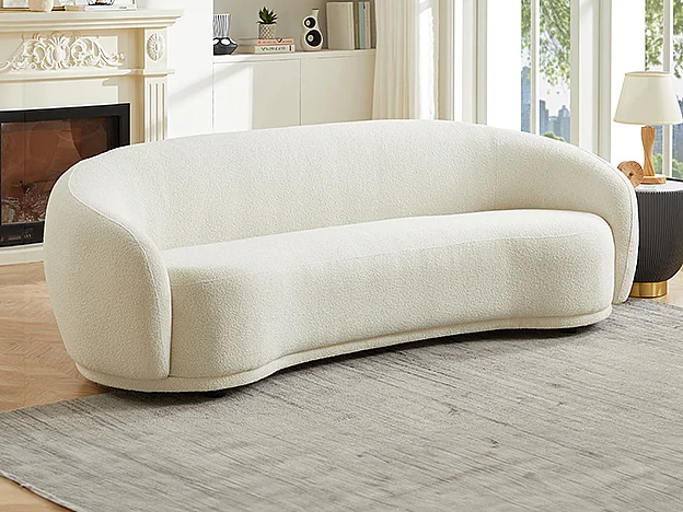 Canapé 3 places en tissu bouclette blanc ivoire BOVANA de Pascal Morabito