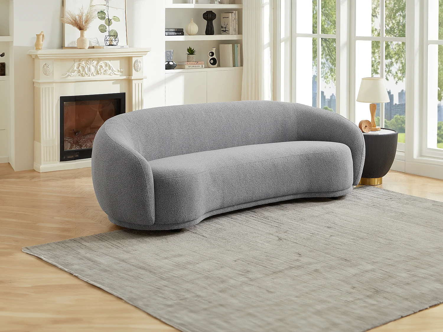 3-seters sofa i grått bouclette-stoff, BOVANA fra Pascal Morabito
