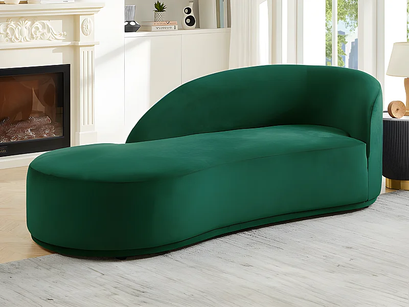 Méridienne gauche en velours vert LONIGO de Pascal Morabito