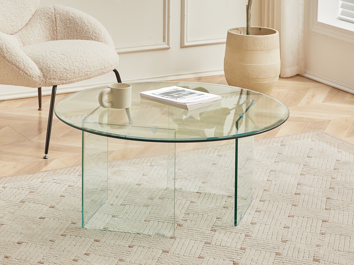 Ronde salontafel van gehard glas - Transparant - ADAMO