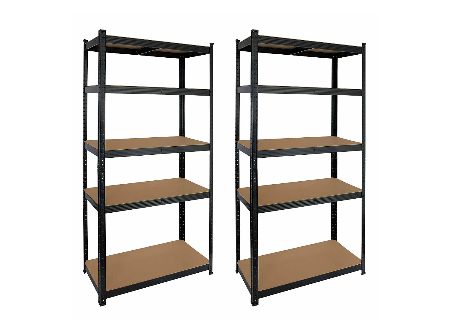 Pack 2 Rayonnages modulaires avec 5 étagères réglables 180x90x40cm 875Kg O91