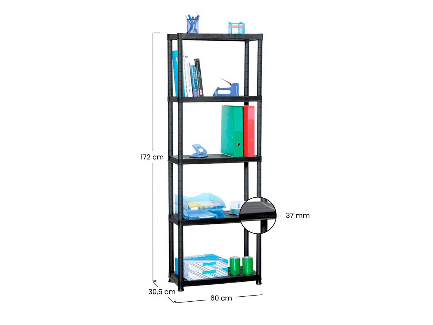 Estantería de Resina con 5 Baldas de 172x60x30cm 125Kg O91