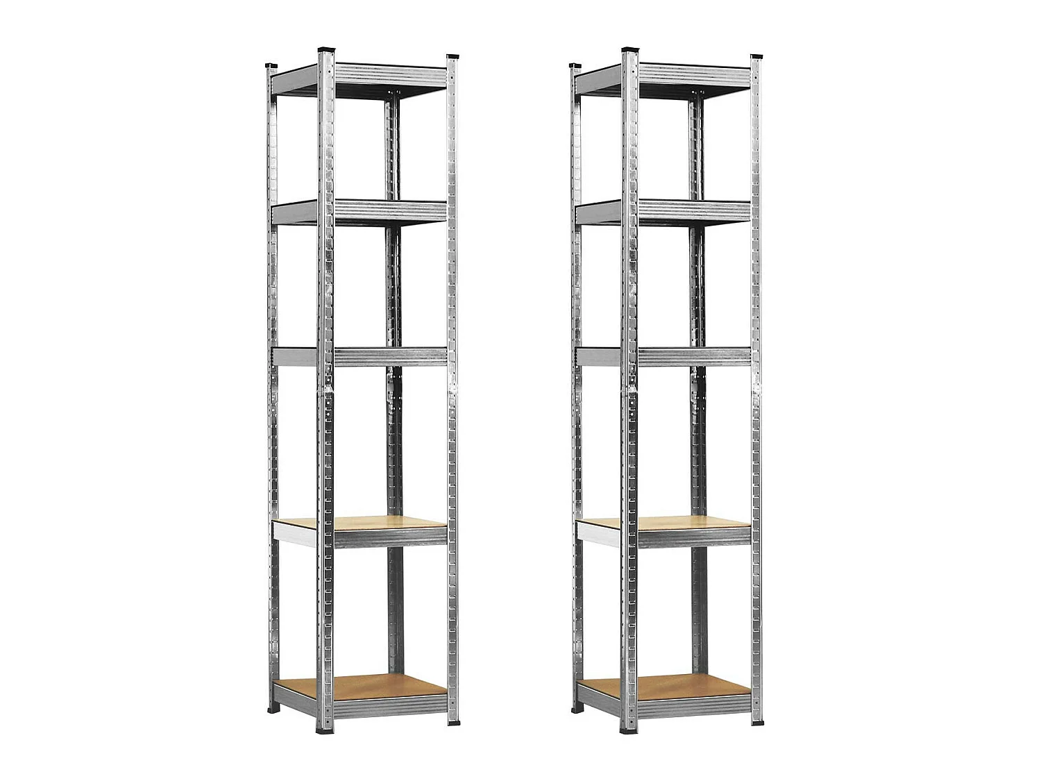 Pack 2 Rayonnages modulaires avec 5 étagères réglables 180x40x40cm 175Kg O91